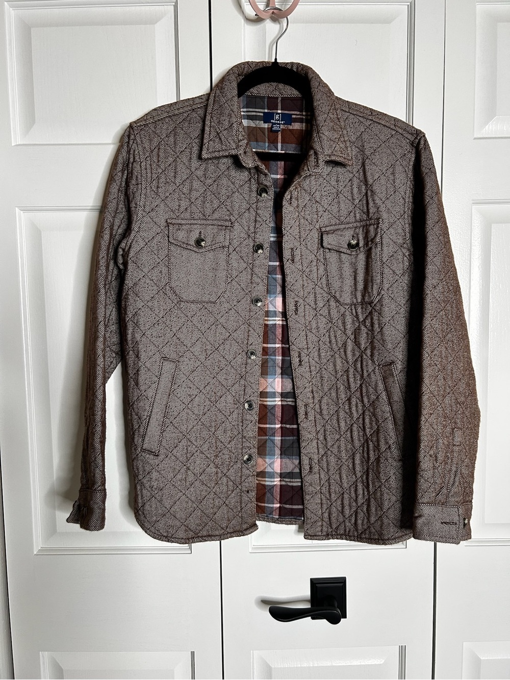 George Brown Quilted Shirt Jacket with Plaid Lining
